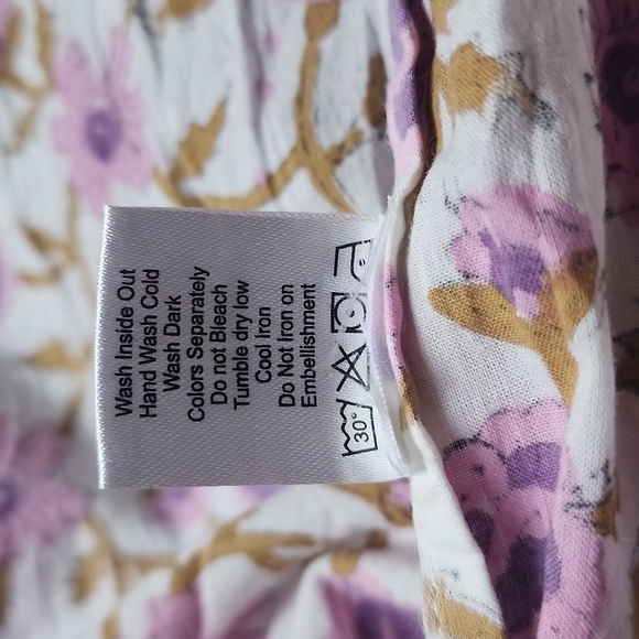 Shade Amour 100% Cotton Tiered Floral Print Tie Front Short Sleeve Mini Dress L - Picture 12 of 12